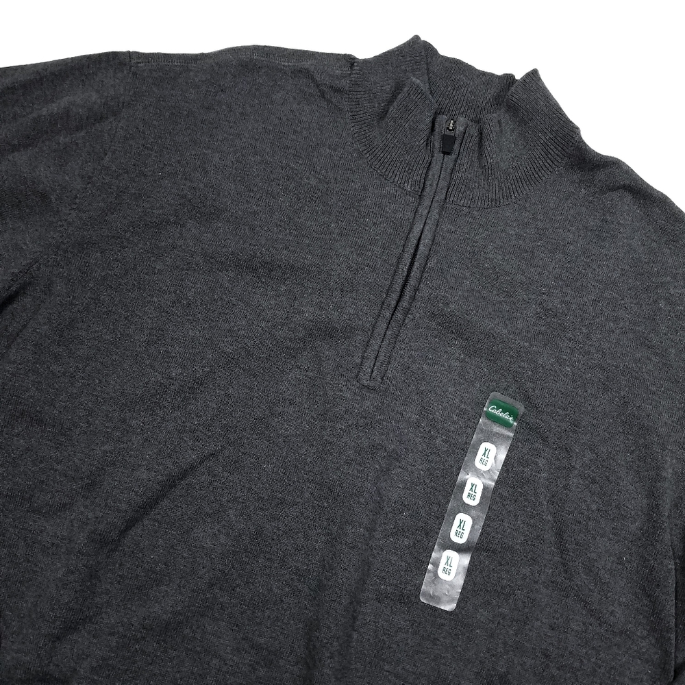 Cabela's Gray Quarter Zip Men's Sweater - Picture 4 of 6